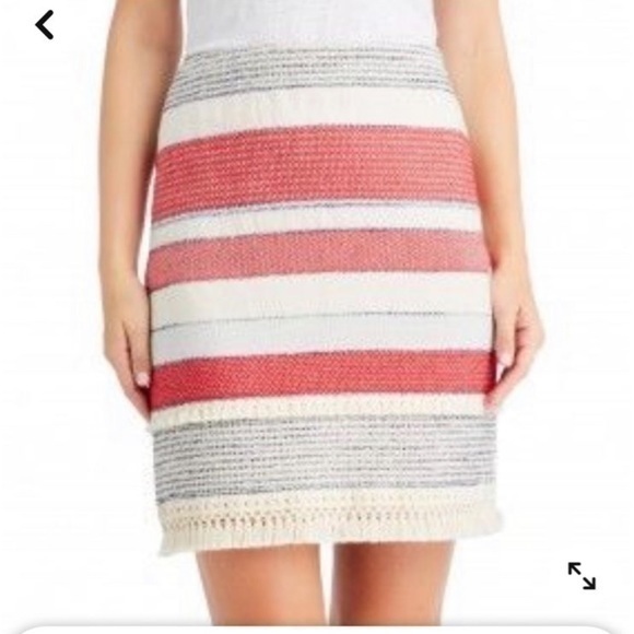 J. McLaughlin Tweed Fringe Pencil Skirt
